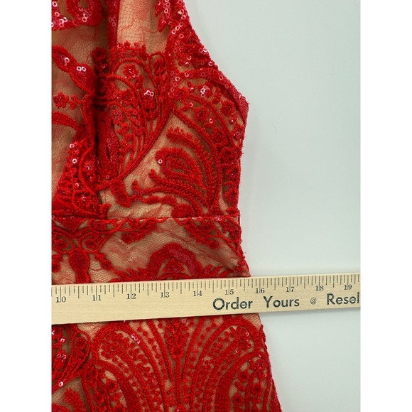 Free People Dress 8 Red Lace Sequins Holiday Party Cocktail Event Date Slip - Picture 8 of 10
